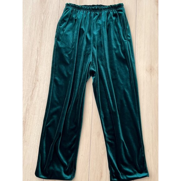 VTG Diane Von Furstenberg The Color Authority Green Velvet High Waisted Pants M - Picture 6 of 15